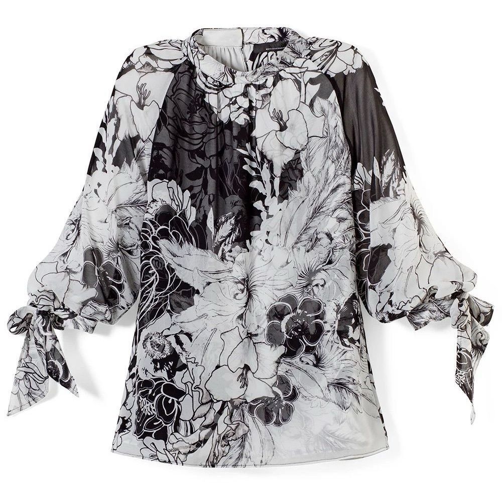 Floral Black and White Women's Top